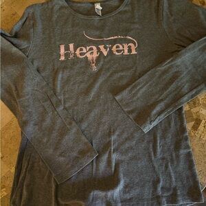 Gray Long Sleeve Shirt with Pink 'Heaven' Print